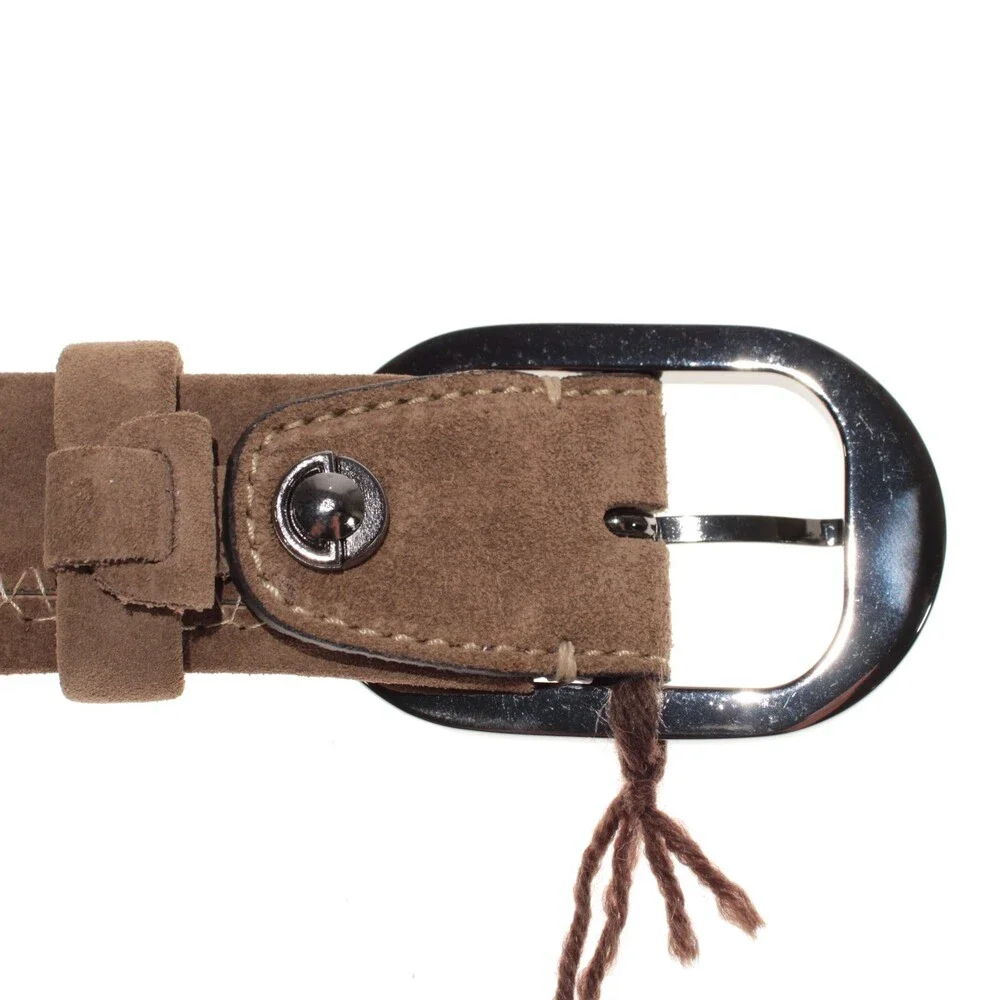 Di Bianco NWT Cut to Size Dress Belt In Solid Brown Suede Leather One Size